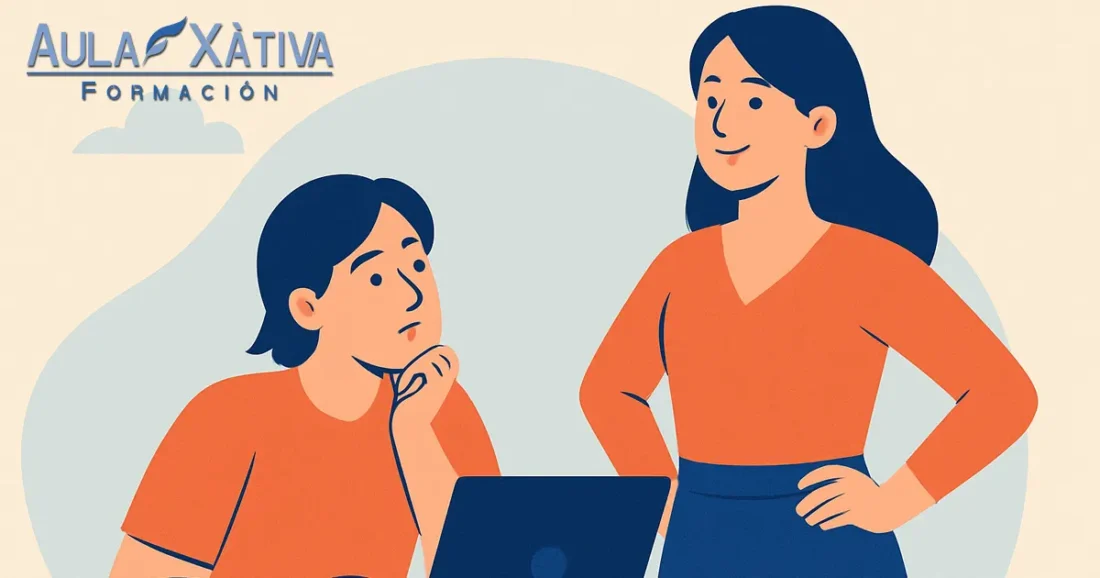 Ilustración horizontal de una persona joven en actitud reflexiva, simbolizando la motivación para empezar un curso