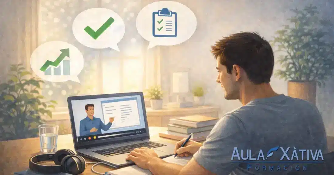 Aprender de verdad en un curso. No todos los cursos garantizan aprendizaje real. La tutoría, la práctica y el seguimiento marcan la diferencia, incluso en formación online. Descubre como lo hacemos en Aula Xàtiva Formación y comienza a formarte de verdad.