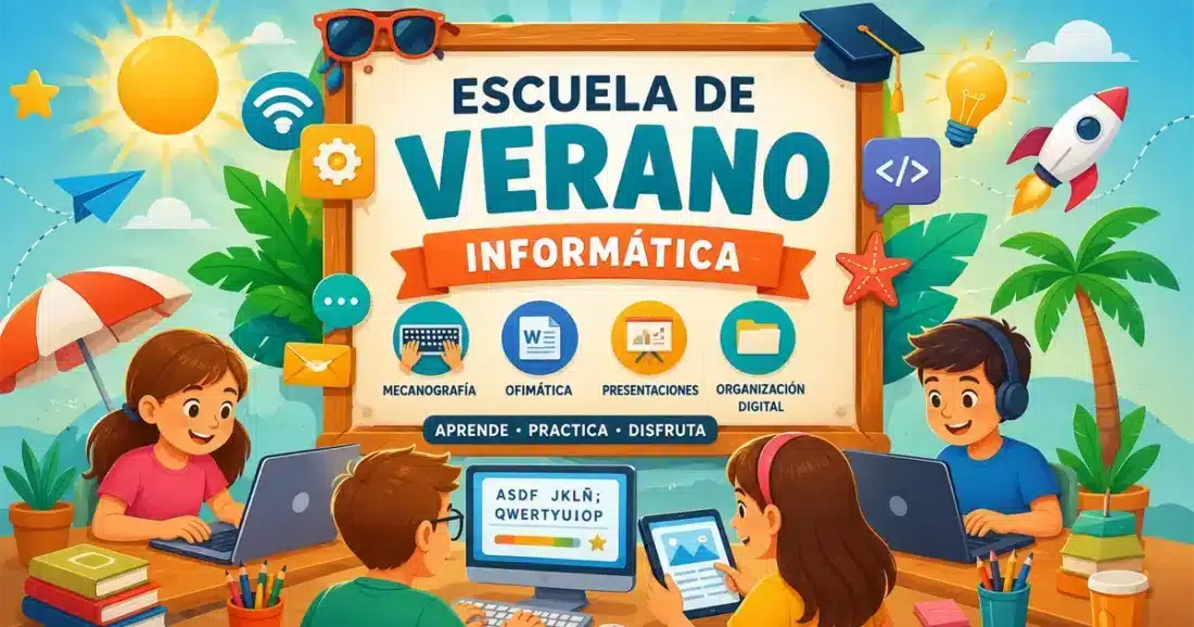 Escuela de verano informática en Xàtiva. Campus de verano para niños y jóvenes en Xàtiva. Informática y mecanografía para niños y jóvenes.