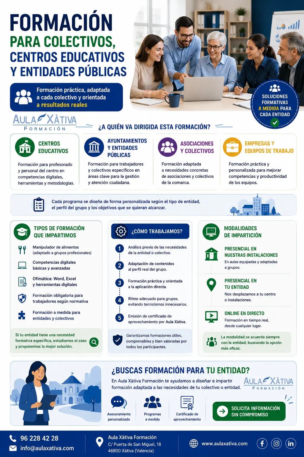 Formación para colectivos y entidades públicas en Aula Xàtiva Formación